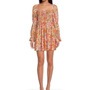Gianni Bini Jade Size Small Dress Orange Floral Off Shoulder NEW